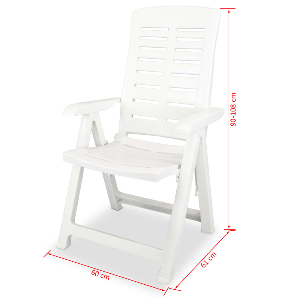 Verstellbare Gartenstühle 2 Stk. Kunststoff Weiss